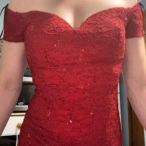 Long beautiful elegant sparkly formal red dress